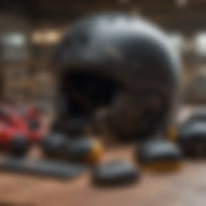 Essential Safety Gear for Skateboard Beginners Illustration of safety gear including helmet, knee pads, and elbow pads for skateboarders