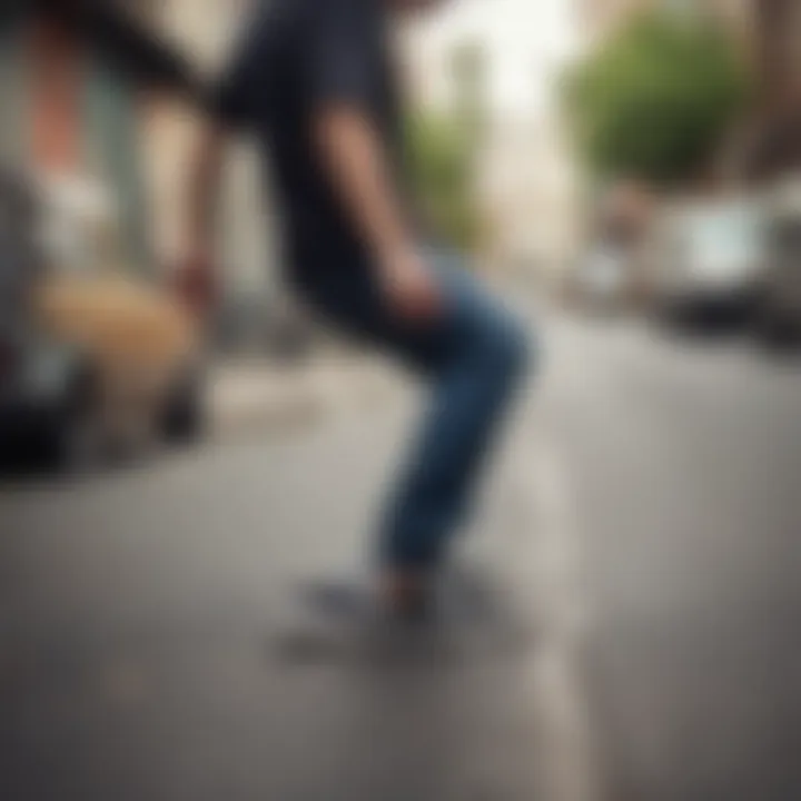 A vibrant street scene featuring skateboarders wearing Skull Vans Slip-On shoes.