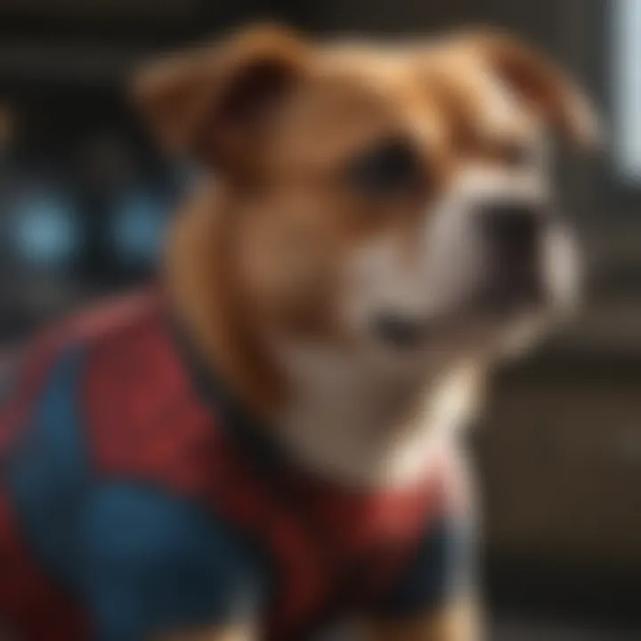 Close-up of the Spiderman Dog Shirt's unique design elements, emphasizing craftsmanship and creativity.