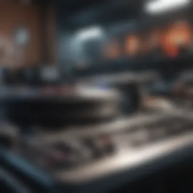 DJ Creative Workspace with Vinyl A creative workspace for a DJ with vinyl records