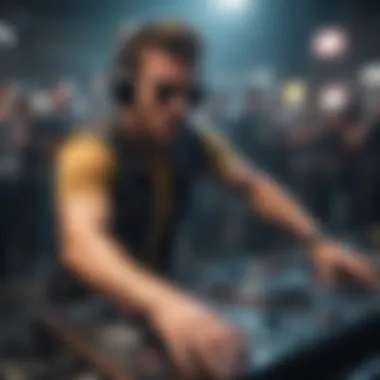 Dynamic DJ Live Performance A vibrant DJ performance in front of an engaging crowd