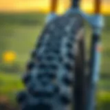 Close-up of studded tire tread showcasing innovative design