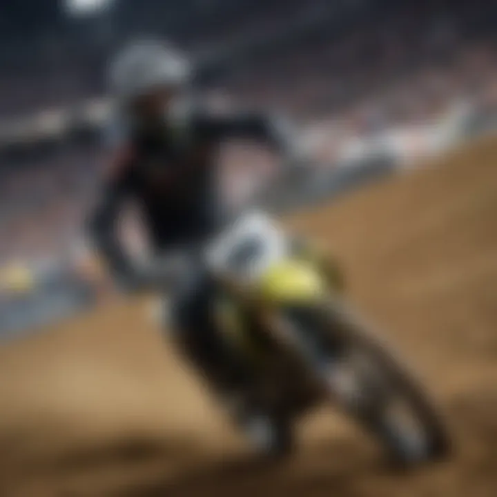 Close-up shot of a rider in action, demonstrating skill and precision on the track.