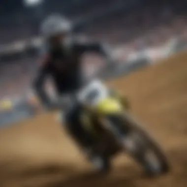Rider in Action at Supercross Atlanta Close-up shot of a rider in action, demonstrating skill and precision on the track.