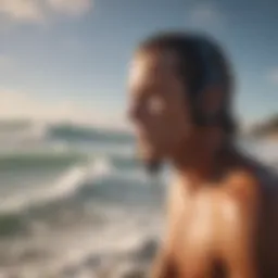 Illustration showing surf ears in action while surfing.