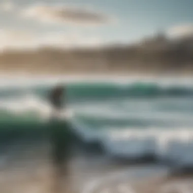 A breathtaking view of surfers riding waves at Bondi Beach