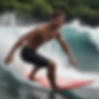 A local surfer enjoying the waves, embodying the Hilo surf culture.