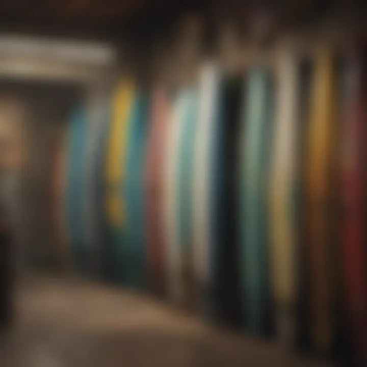 Vibrant showcase of surfboards at Swell Surf Store