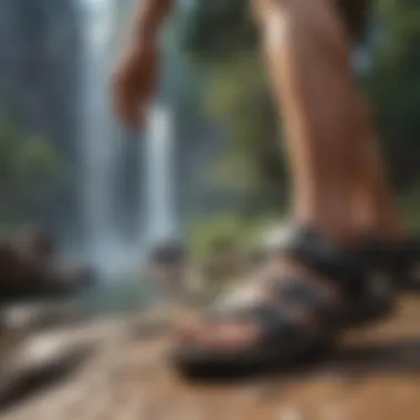 Group of outdoor enthusiasts using tech sandals