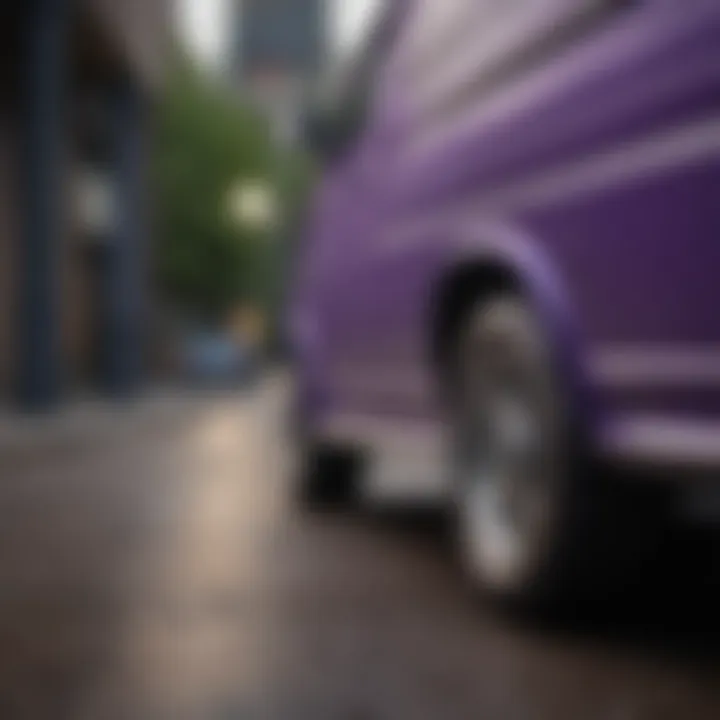 Close-up of purple Vans showcasing unique design features