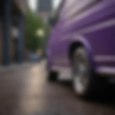 Innovative Design of Purple Vans Close-up of purple Vans showcasing unique design features