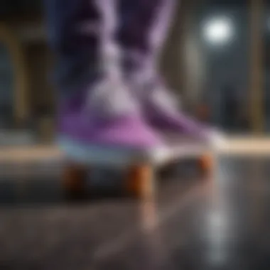 Purple Vans Elevating Skateboard Culture A vibrant pair of purple Vans on a skateboard