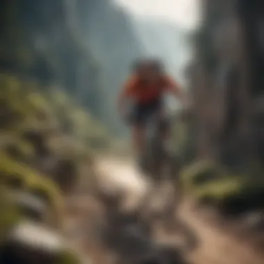 A cyclist tackling a steep mountain trail, showcasing technique and determination.