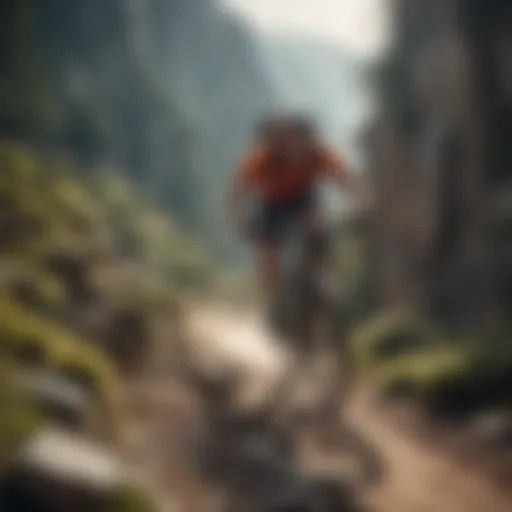 A cyclist tackling a steep mountain trail, showcasing technique and determination.