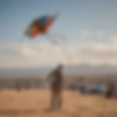 A competitive event featuring small kites in action