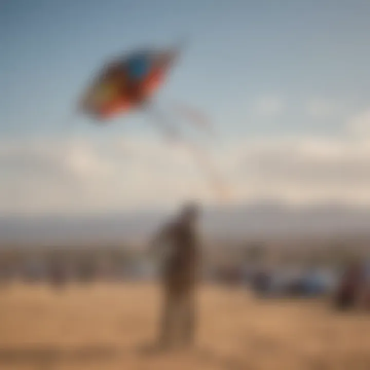 A competitive event featuring small kites in action