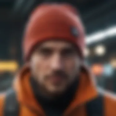 Baggy Beanie in Extreme Sports A vibrant baggy beanie in an extreme sports setting
