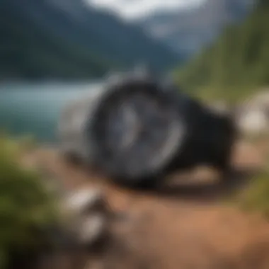 Close-up of a rugged Casio watch in an outdoor setting.