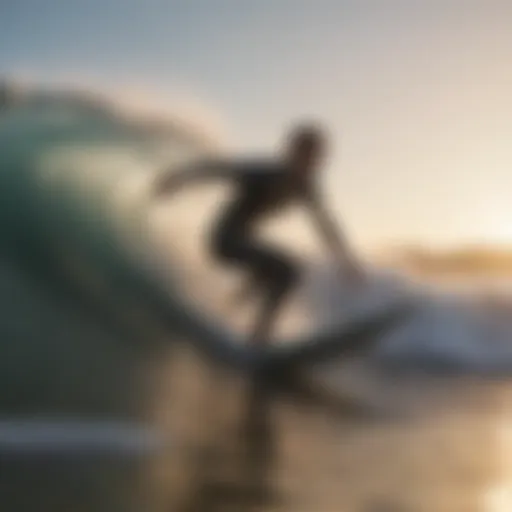 Surfer catching a wave at a popular East Coast beach