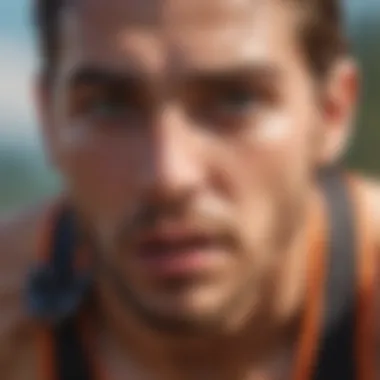 Close-up of a runner focusing on breath control