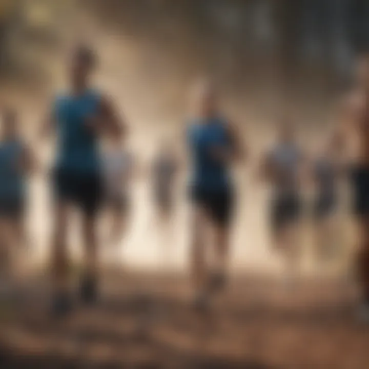 Group of runners engaging in breathing exercises