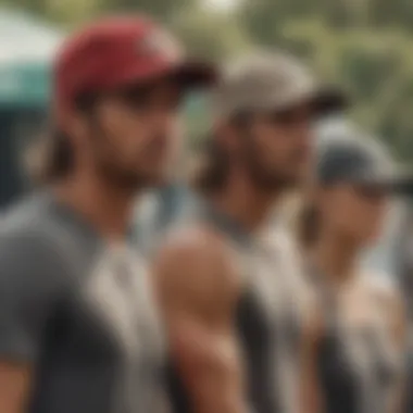 Group of athletes wearing Billabong hats during a competition