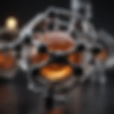 Caffeine Molecule Structure A close-up view of a caffeine molecule model.