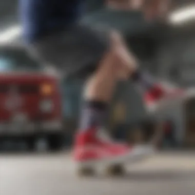 Vans Ankle Socks in Action A skateboarder in action wearing Vans ankle socks, emphasizing performance.