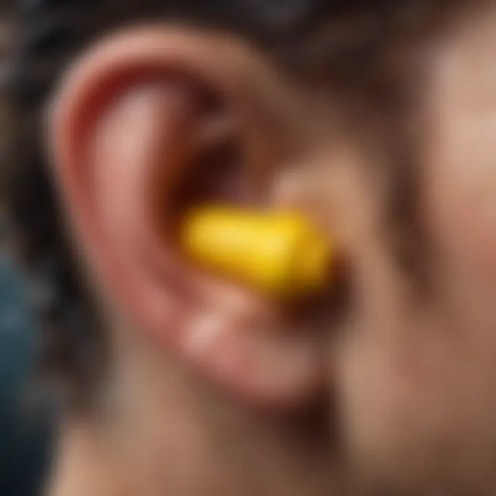 Close-up of waterproof ear plugs designed for extreme sports