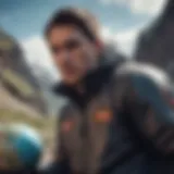 Dynamic action shot of an athlete wearing a Globe jacket in a rugged environment