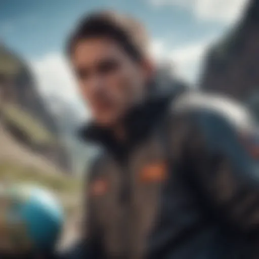 Dynamic action shot of an athlete wearing a Globe jacket in a rugged environment