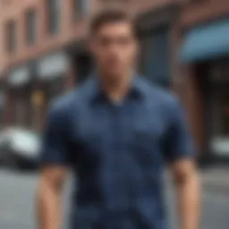 Sophisticated styling of short sleeve flannel in an urban setting