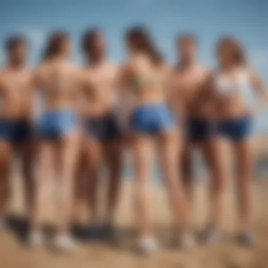Group of athletes wearing super short shorts at an extreme sports event