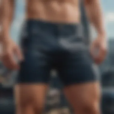 Diverse Styles: Super Short Shorts for Extreme Sports Enthusiasts Close-up of various super short shorts styles designed for extreme sports