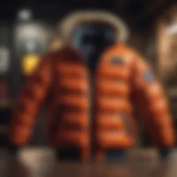 A historical display of various puffer jacket designs over the years