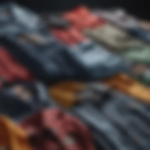 A vibrant display of various try shirts designed for extreme sports enthusiasts, showcasing different styles and functionalities.