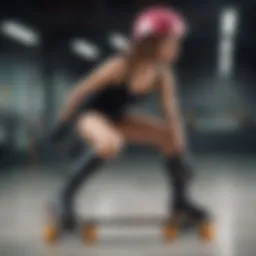 A stylish adult roller skater wearing a sleek helmet, showcasing a blend of safety and fashion.