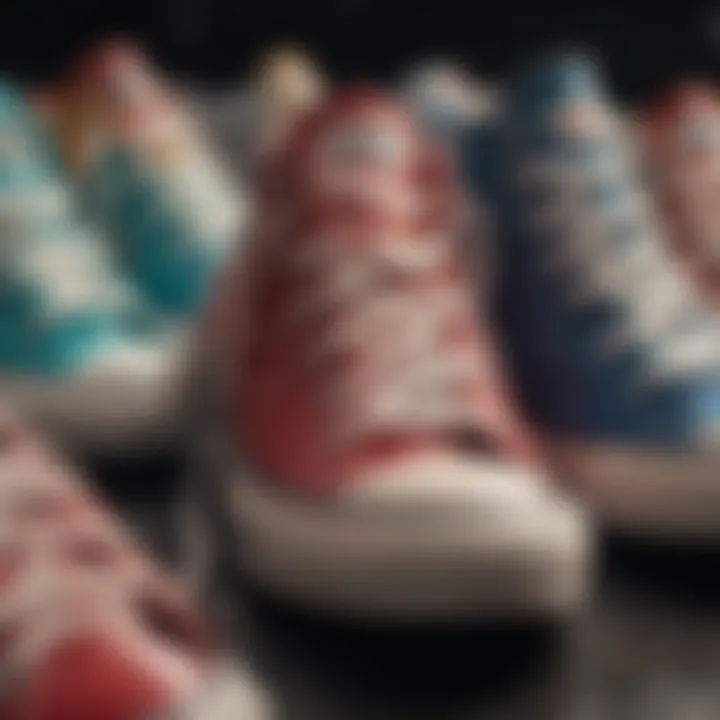 A vibrant display of Converse shoes representing various designs and colors.