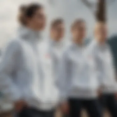 Community in Motion: White Vans Windbreakers in Extreme Sports Culture Group of adventure enthusiasts wearing white Vans windbreakers in an outdoor setting