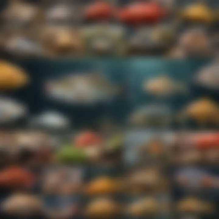 An engaging collage of various fish eating fish game titles that capture the essence of the genre.