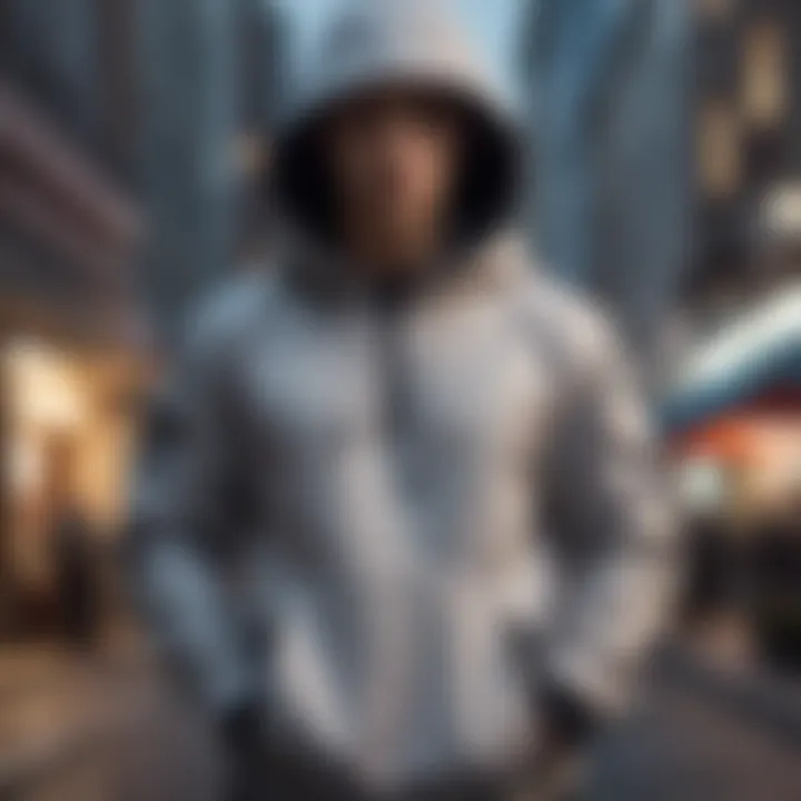 Stylish urban setting featuring individuals wearing fashionable multi pocket hoodies