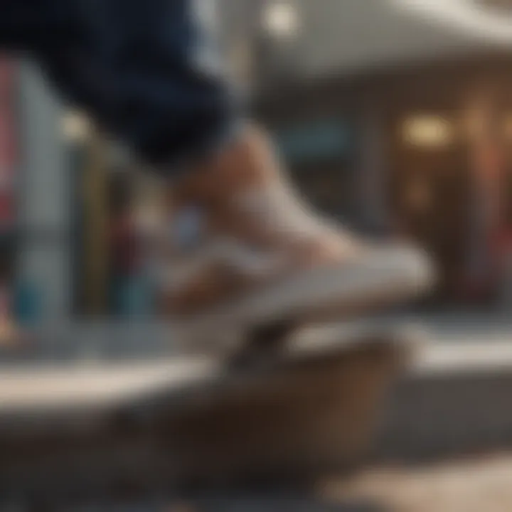 Skateboarder wearing original Vans high tops in action