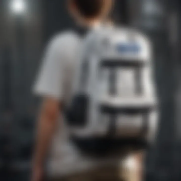 Young extreme sports enthusiast carrying a white Jansport backpack