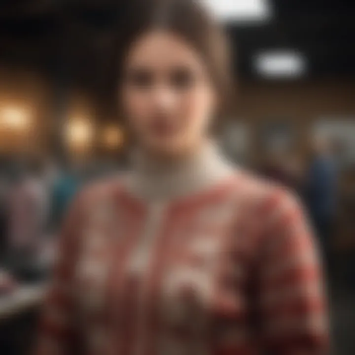 A historical display of vintage sweaters highlighting fashion evolution