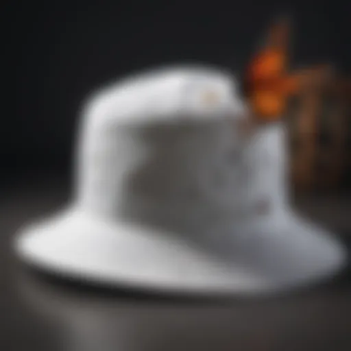 Fashionable white bucket hat with butterfly design