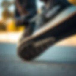 Close-up of skateboarding sneaker sole showcasing grip pattern