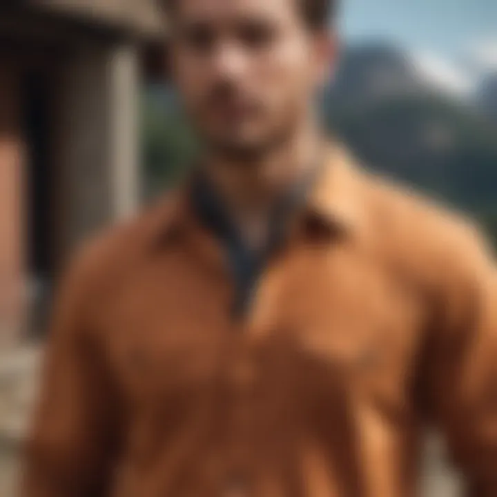 A stylish long sleeve button-up shirt designed for outdoor adventure.