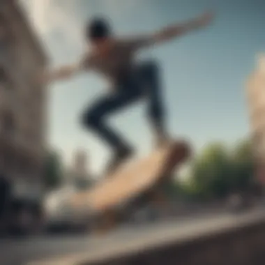 An action-packed photograph of a skater performing a trick in mid-air