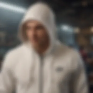 Athlete wearing the white Hollister zip hoodie during a sports activity
