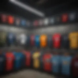 A vibrant display of Tilly's t-shirts showcasing various designs and colors.
